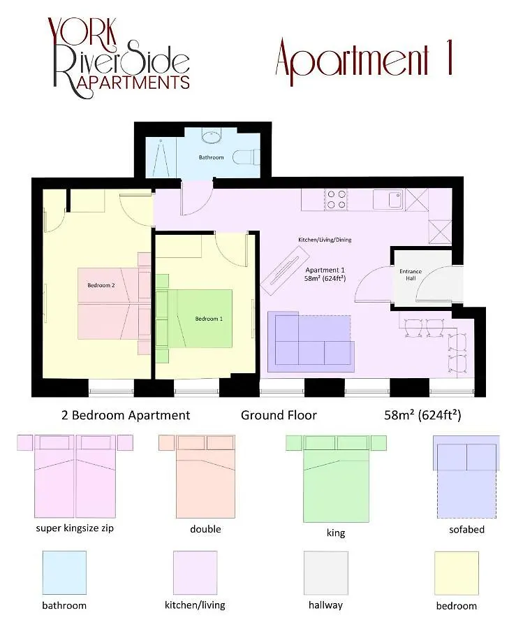 Apartment 1 2 Bedrooms, Sleeps X 6 York 0*,  Reino Unido
